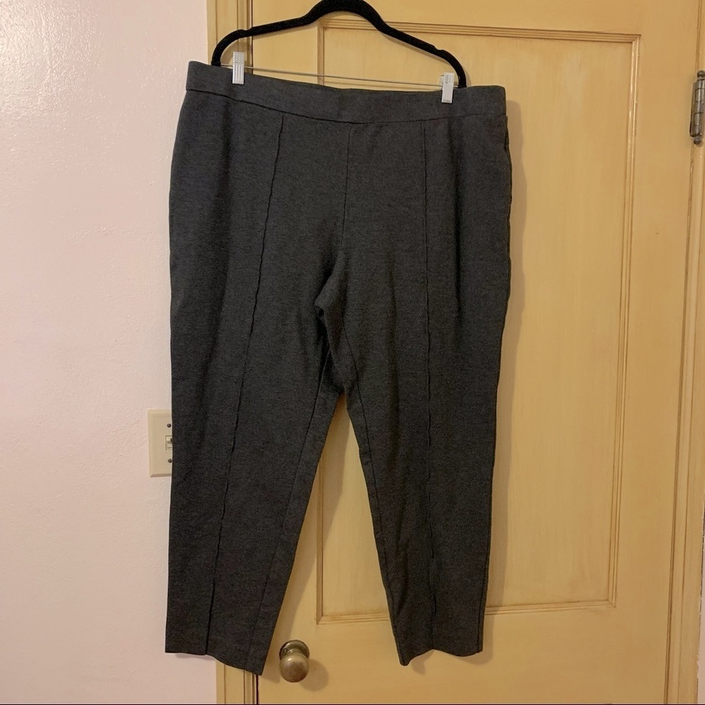 Jones Studio Plus Size Ponte Stretch Pant Career Basic Front Seam charcoal gray